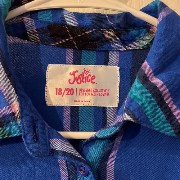 Blue Plaid Justice Flannel 18/20 - Picture 2 of 3